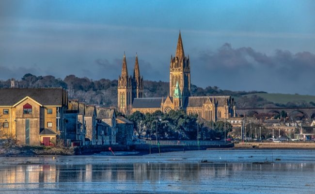 Truro church and the surrounding town